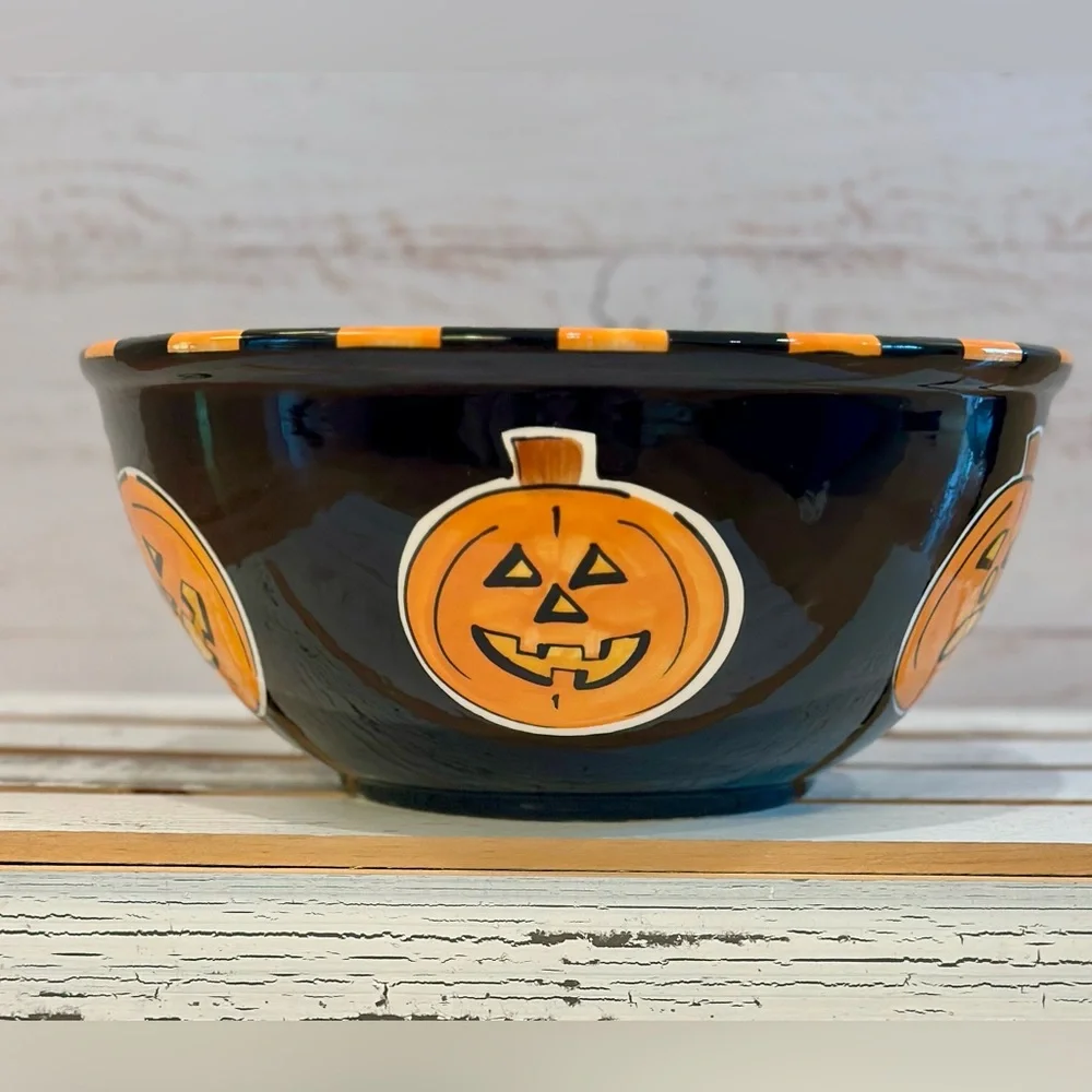 Mary Engelbreit Vintage 10” Jack O’ Lantern Ceramic Halloween Candy Bowl